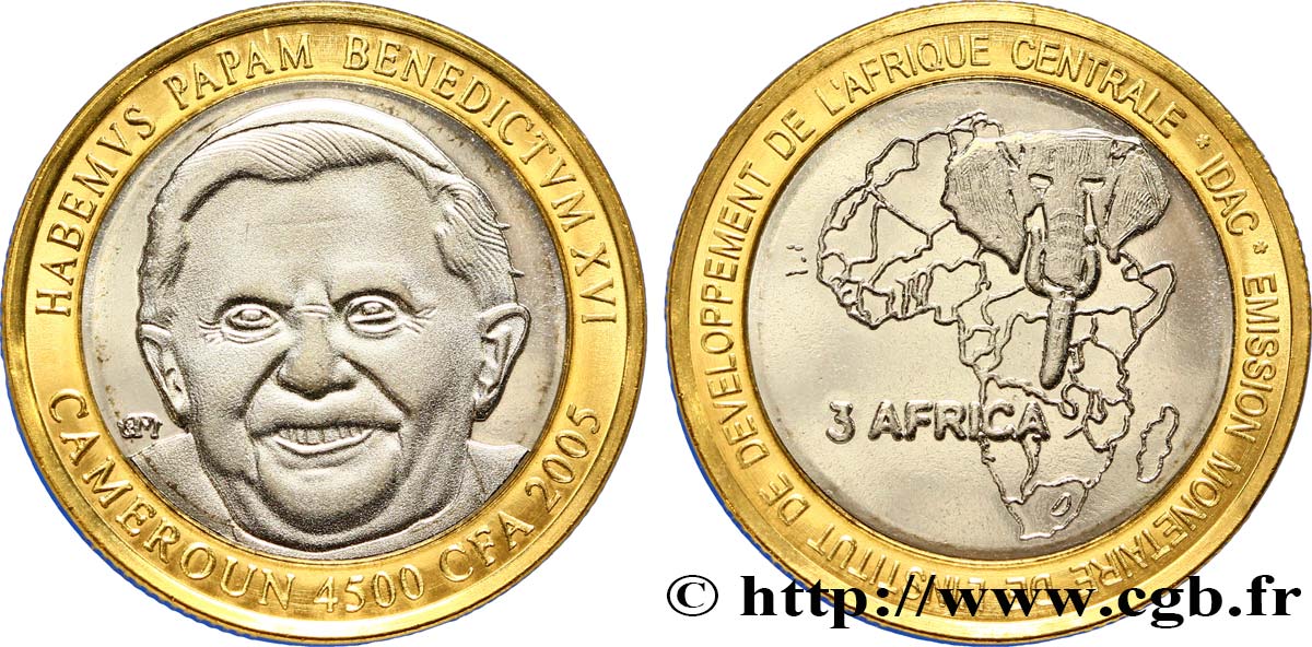 CAMEROUN 4500 Francs CFA Pape Benoît XVI 2005  FDC 