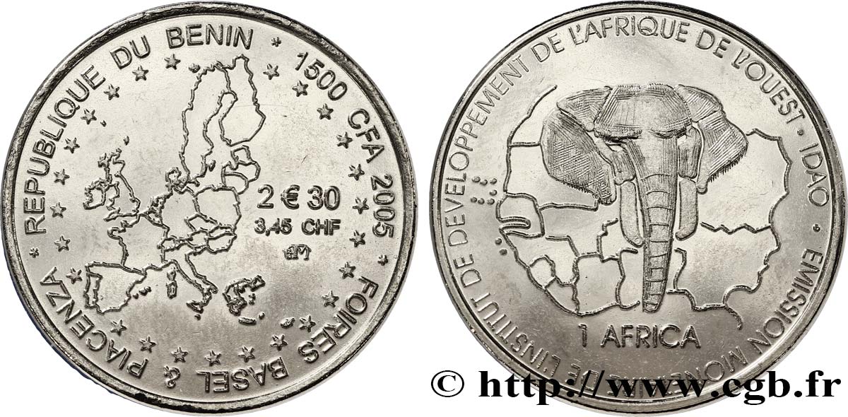 BENIN 1500 Francs CFA Foires de Bâle et Plaisance 2003  MS 