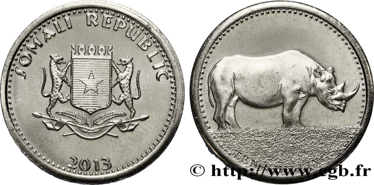 SOMALIE 10 Shillings rhinocéros 2013  FDC 