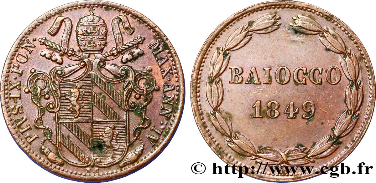 VATICAN AND PAPAL STATES Baiocco 1849 Rome AU 