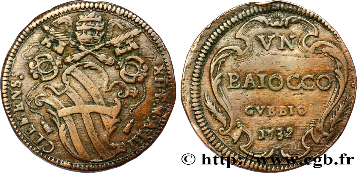 VATICAN AND PAPAL STATES Baiocco 1732 Gubbio XF 
