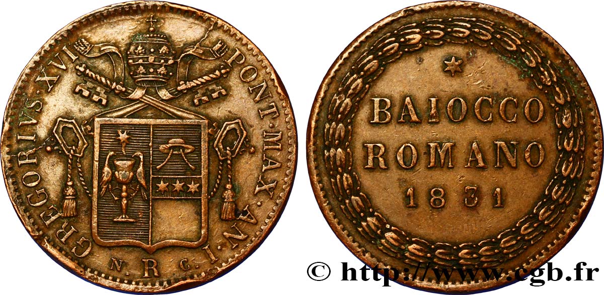 VATICAN AND PAPAL STATES Baiocco 1831 Rome XF 