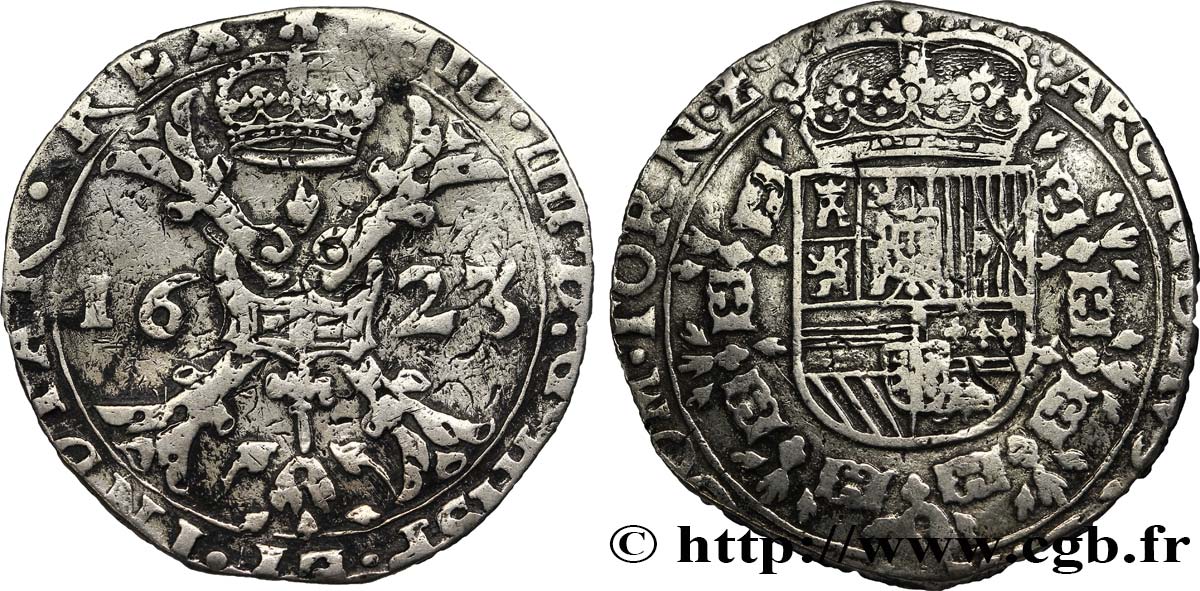 BELGIUM - SPANISH NETHERLANDS Patagon au nom de Philippe IV d’Espagne 1623 Tournai VF 