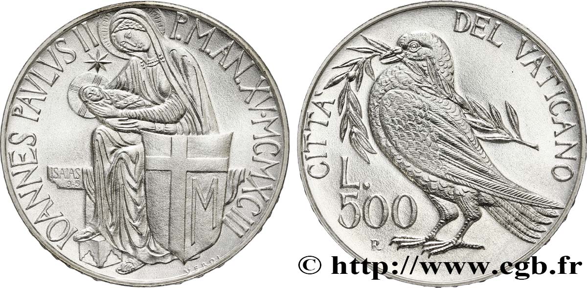 VATICAN AND PAPAL STATES 500 Lire 30e lettre encyclique “Pacem in Terris” 1993 Rome MS 