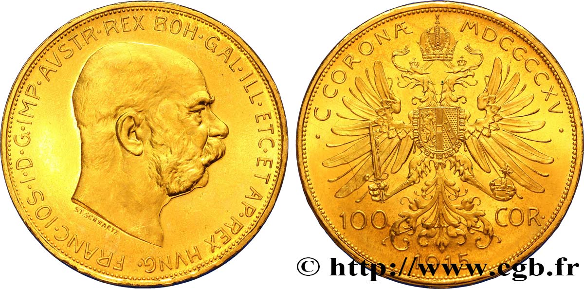 AUSTRIA 100 Corona François Joseph 1915 Vienne MS 