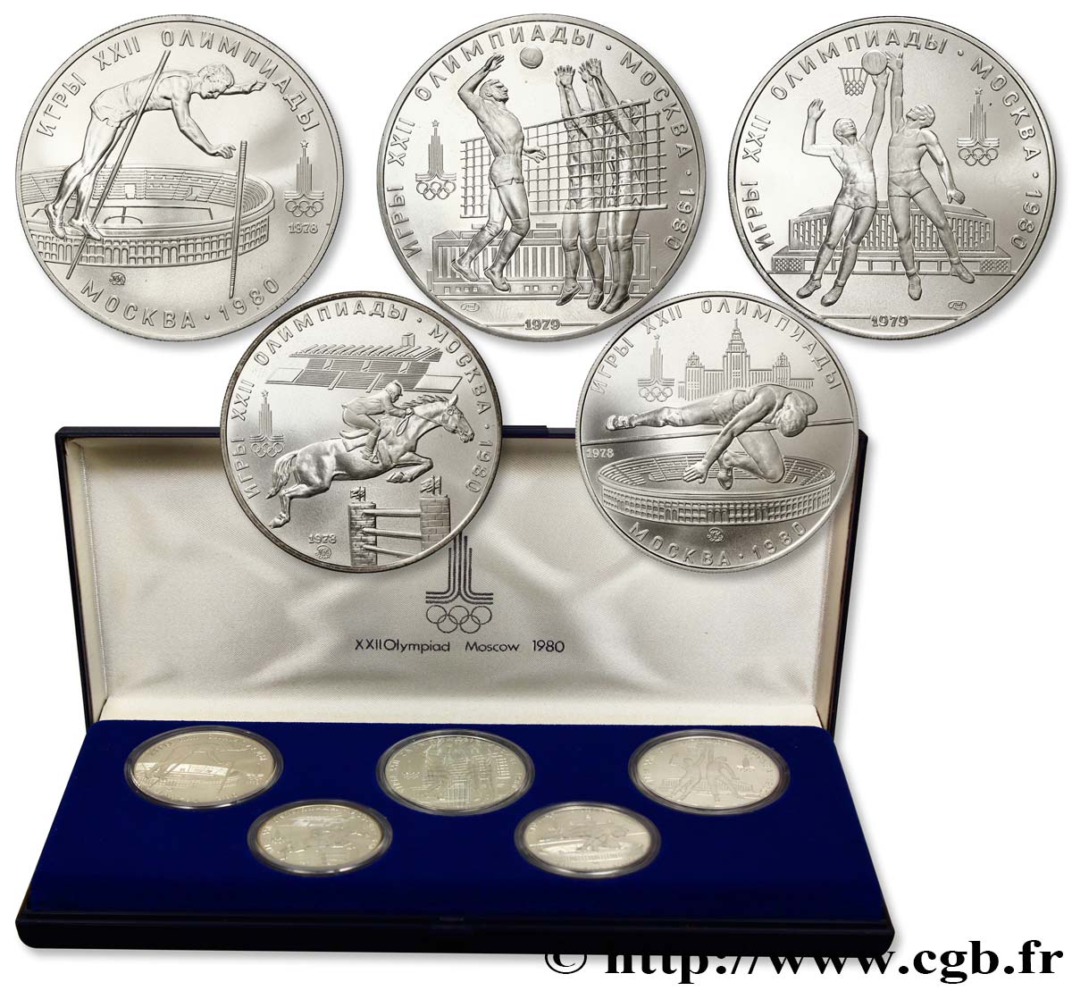 RUSSIA - URSS Coffret 5 Monnaies Jeux Olympiques de Moscou 1980  FDC 