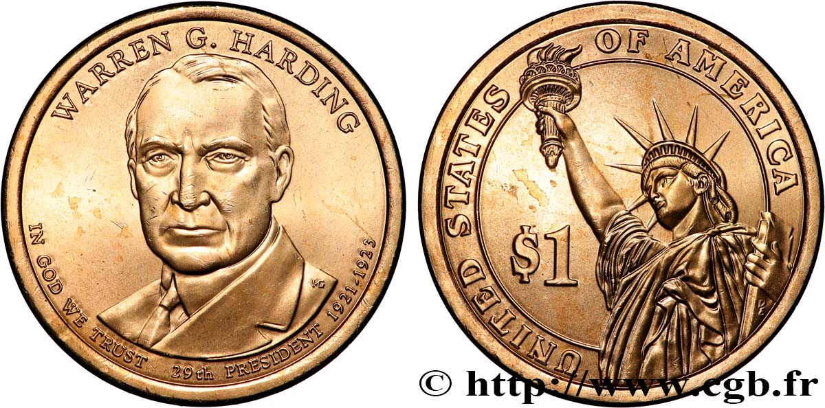 STATI UNITI D AMERICA 1 Dollar Warren G. Harding tranche A 2014 Philadelphie - P FDC 