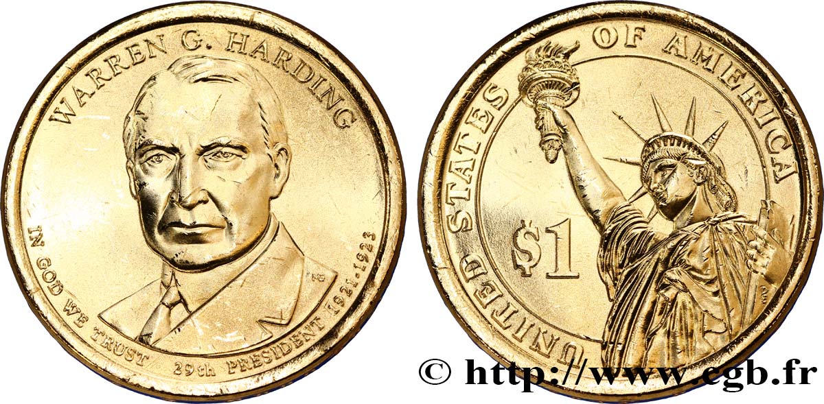STATI UNITI D AMERICA 1 Dollar Warren G. Harding tranche B 2014 Philadelphie - P FDC 