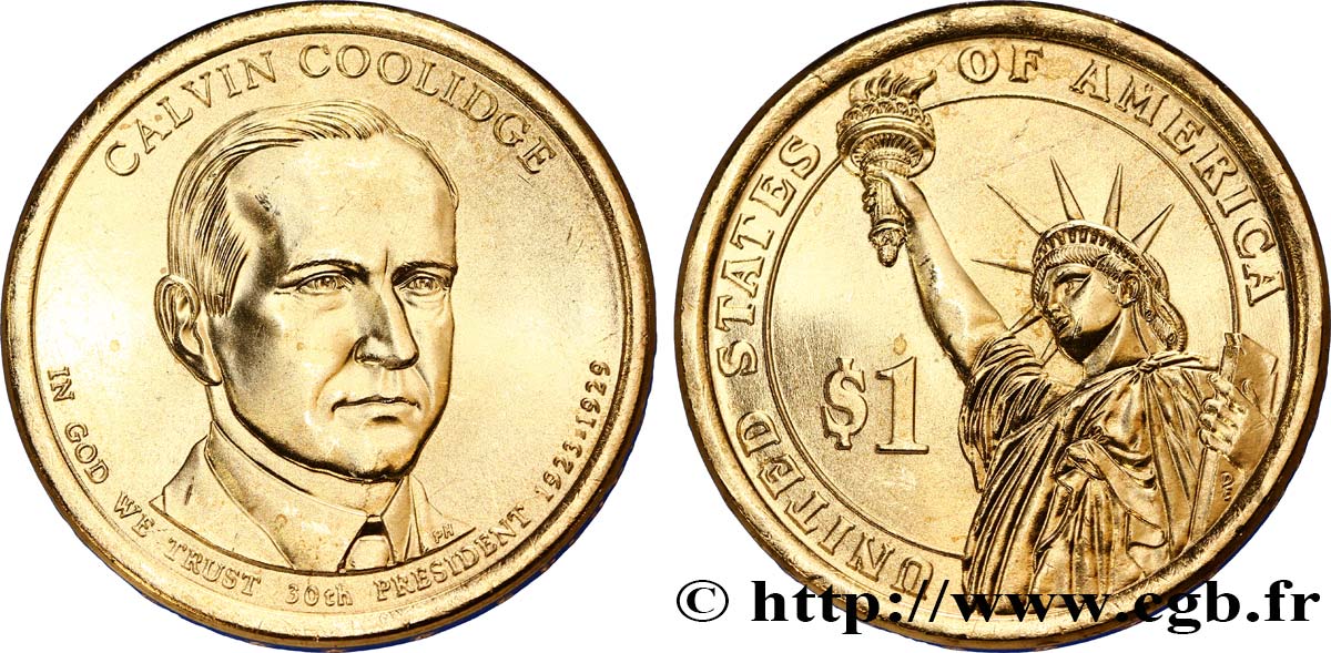 STATI UNITI D AMERICA 1 Dollar Calvin Coolidge tranche A 2014 Philadelphie - P FDC 