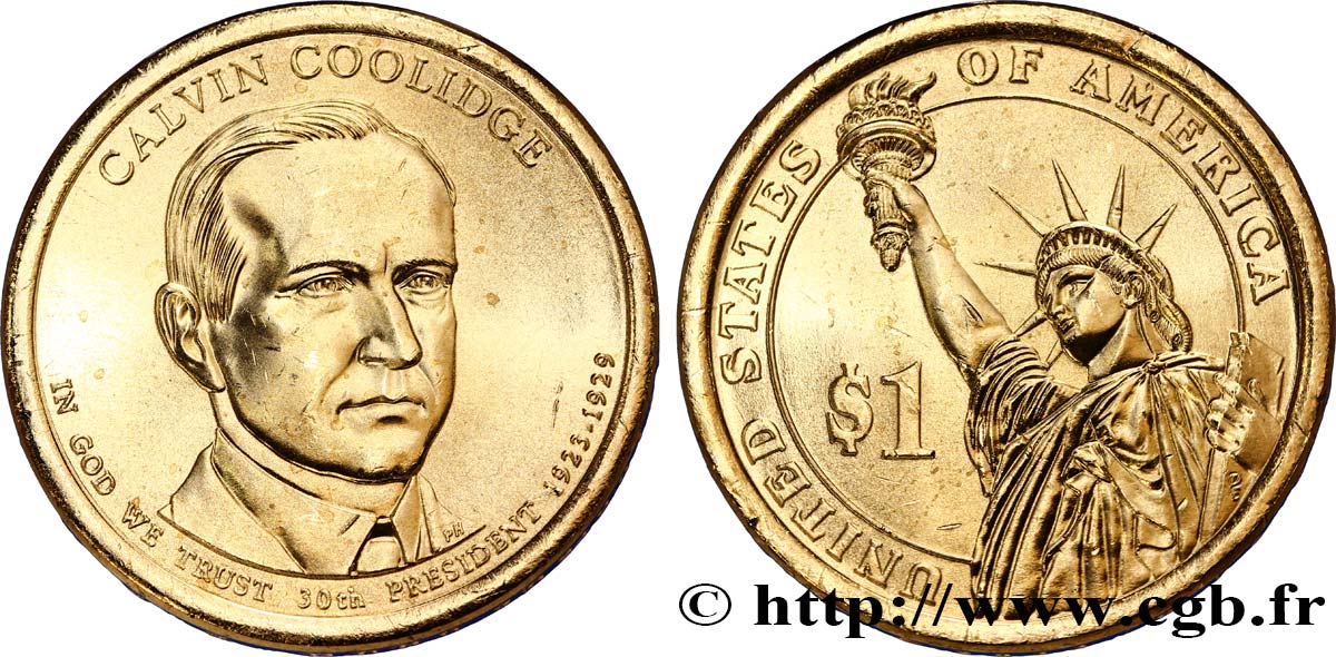 ÉTATS-UNIS D AMÉRIQUE 1 Dollar Calvin Coolidge tranche B 2014 Philadelphie - P FDC 