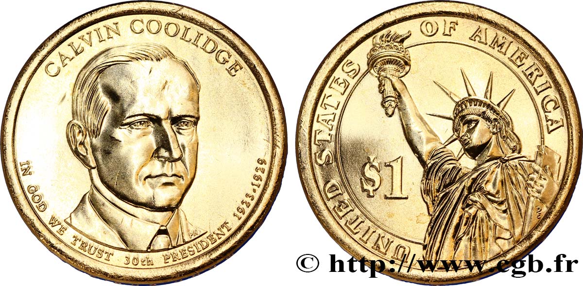 ÉTATS-UNIS D AMÉRIQUE 1 Dollar Calvin Coolidge tranche A 2014 Denver FDC 