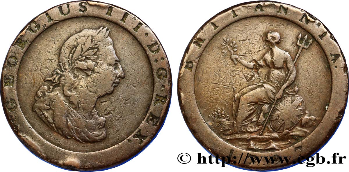 VEREINIGTEN KÖNIGREICH 1 Penny Georges III 1797 Soho fSS 