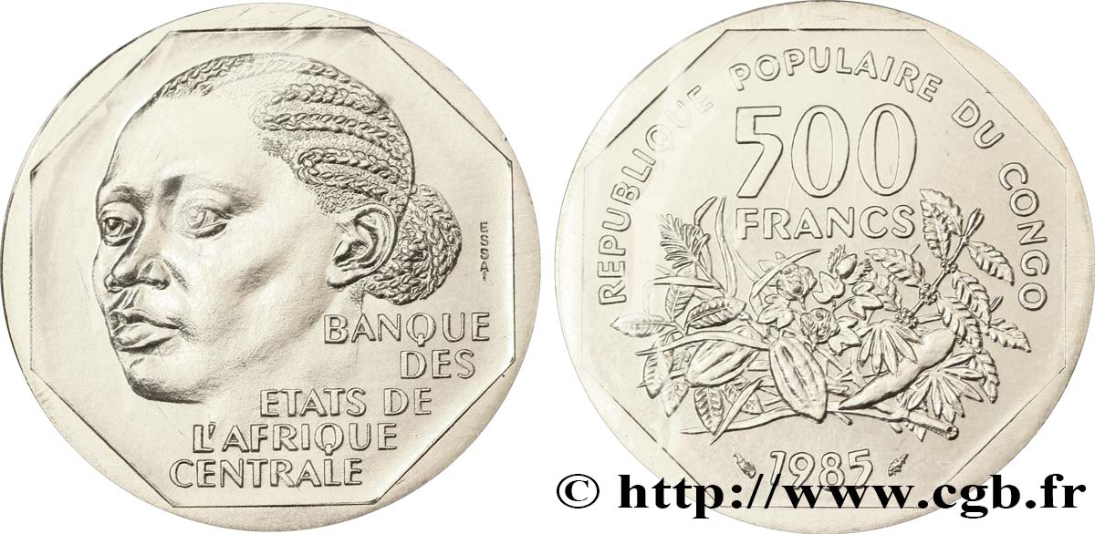 REPúBLICA DEL CONGO Essai de 500 Francs 1985 Paris FDC 