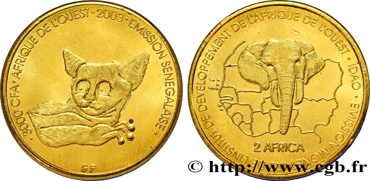 SENEGAL 3000 Francs CFA fennec 2003  MS 