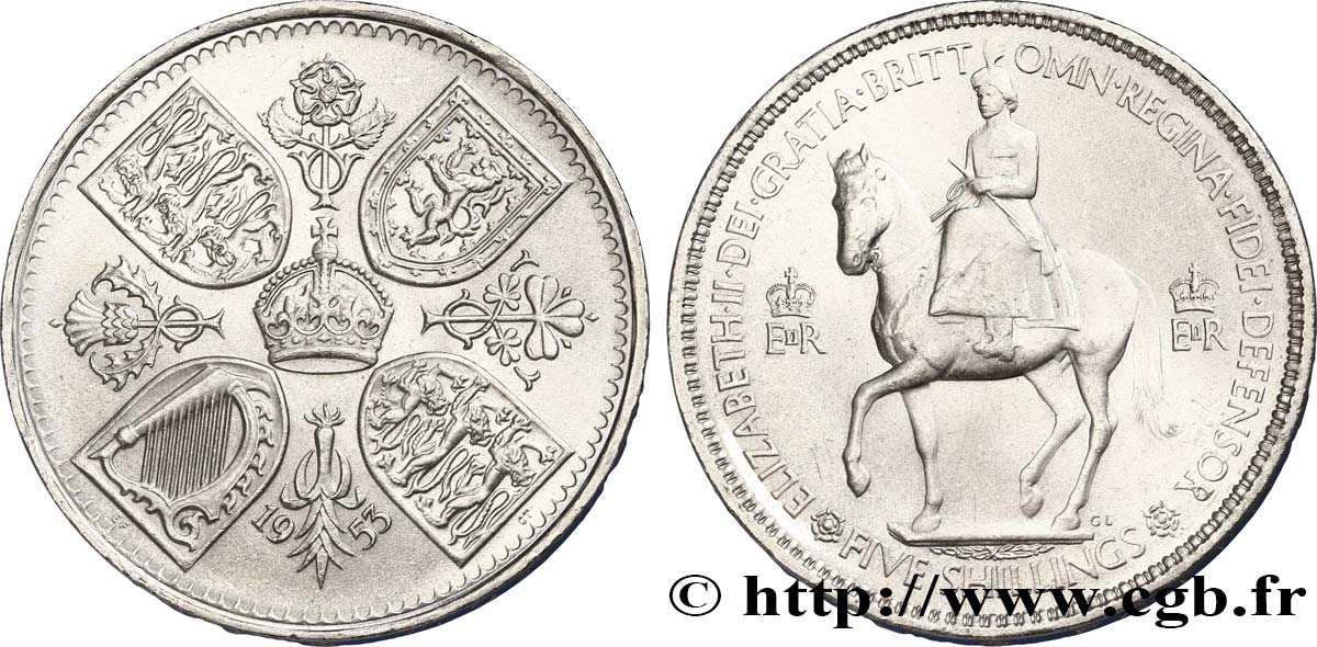 UNITED KINGDOM 1 Crown (5 Shillings) Couronnement d’Elisabeth II 1953  MS 
