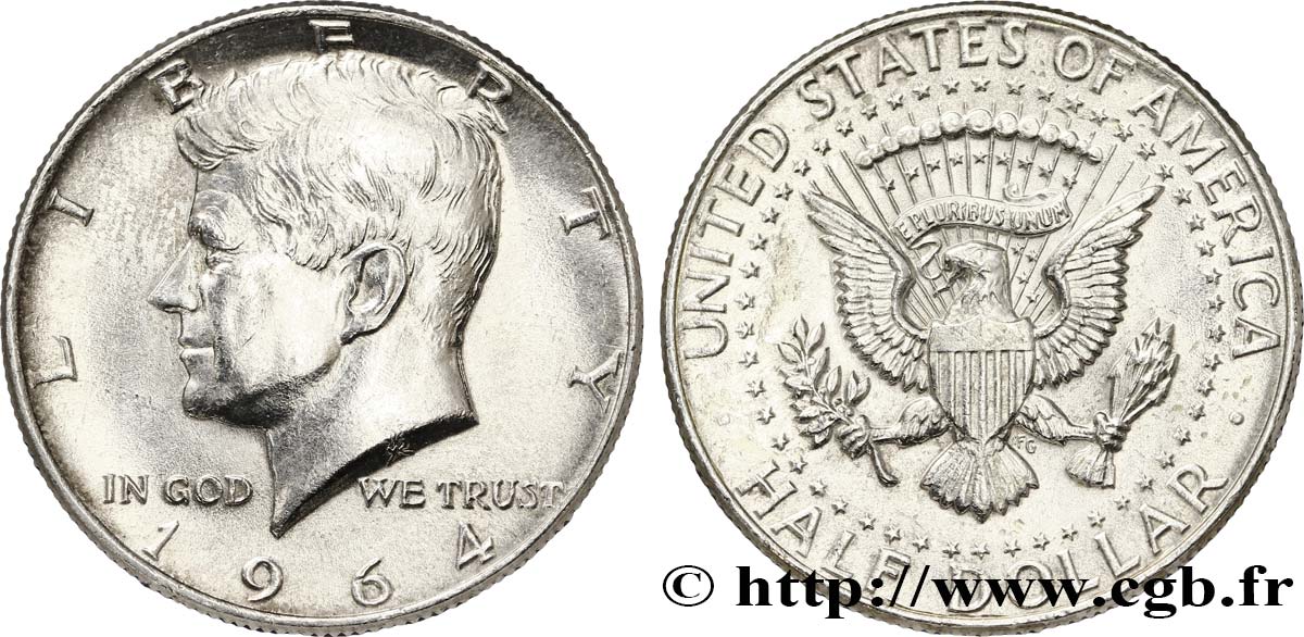 VEREINIGTE STAATEN VON AMERIKA 1/2 Dollar Kennedy 1964 Philadelphie fST 