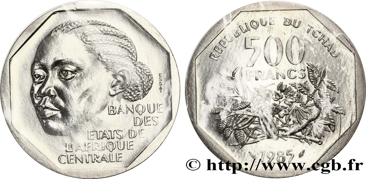 CIAD Essai de 500 Francs femme africaine 1985 Paris FDC 