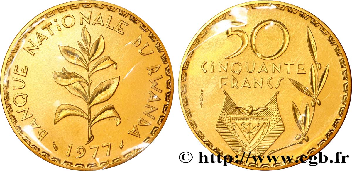 RWANDA Essai de 50 Francs 1977 Paris MS 