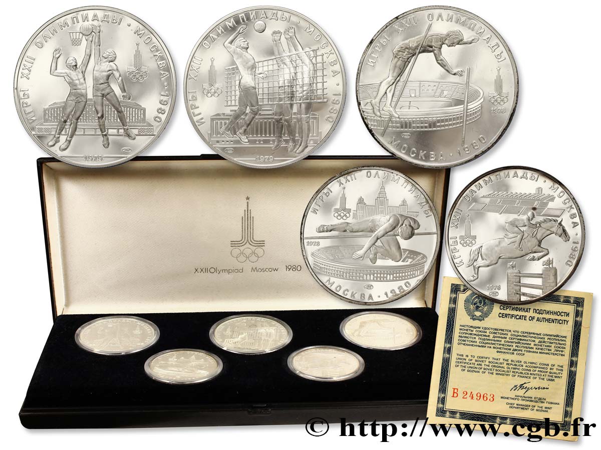 RUSSIA - USSR Coffret 5 Monnaies Proof Jeux Olympiques de Moscou 1980  MS 