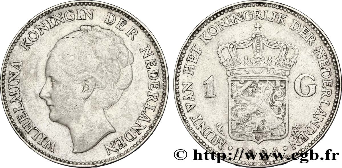 PAESI BASSI 1 Gulden Wilhelmina 1924  q.SPL 