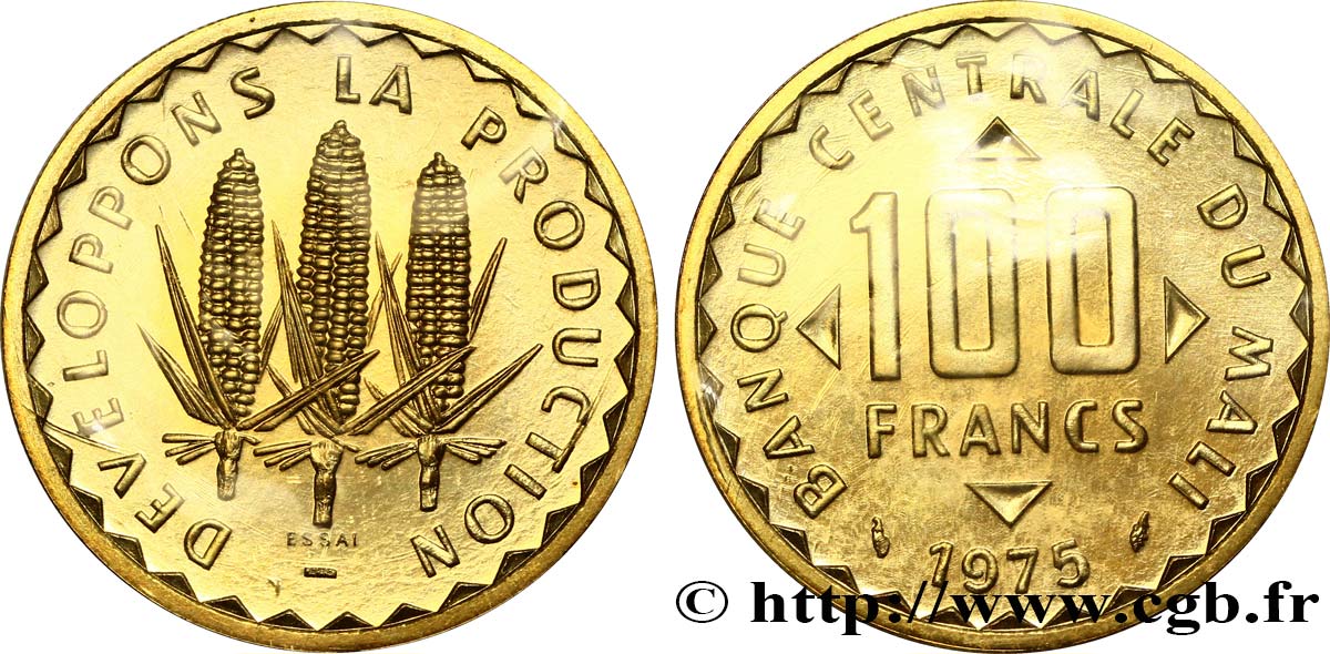 MALI Essai de 50 Francs plant de mil 1975 Paris MS 