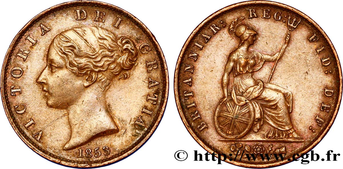 UNITED KINGDOM 1/2 Penny Victoria “tête jeune” 1853  VF 