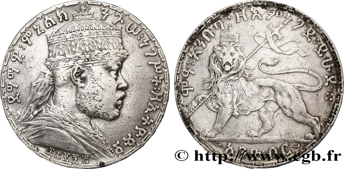 ETIOPIA 1 Birr roi Menelik II EE1892 1899  BC+ 