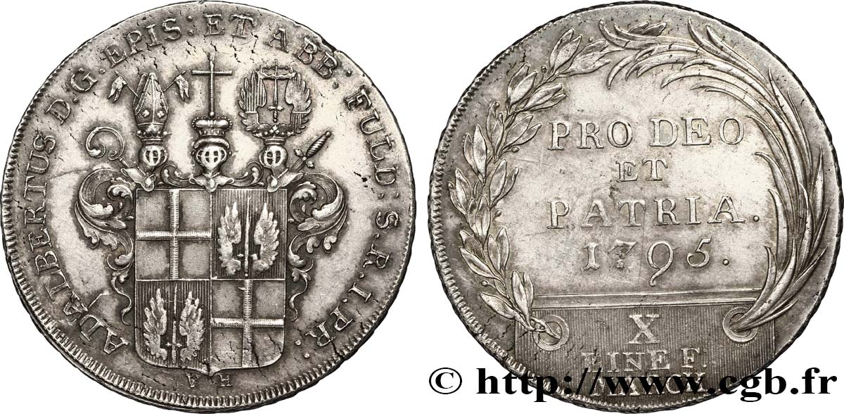 ALLEMAGNE - FULDA Thaler au nom de Adalbert III von Harstall 1795  SUP 