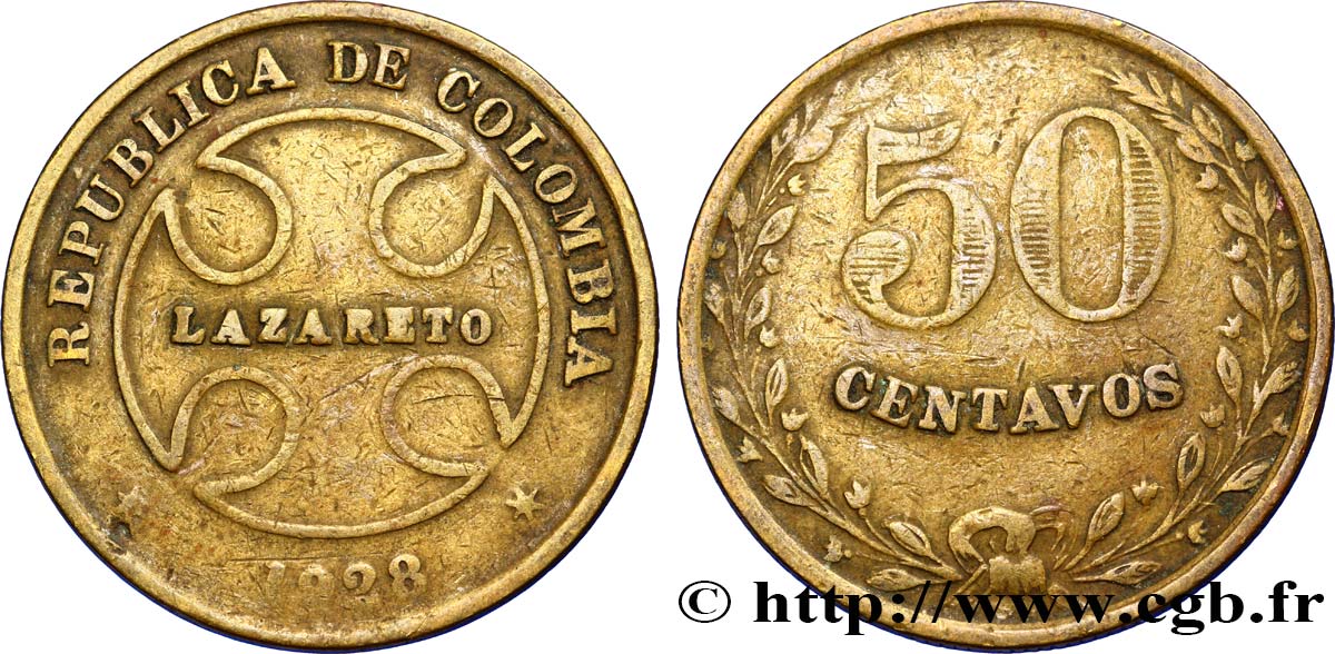 COLOMBIA 50 Centavos “Lazareto” 1928  BC 
