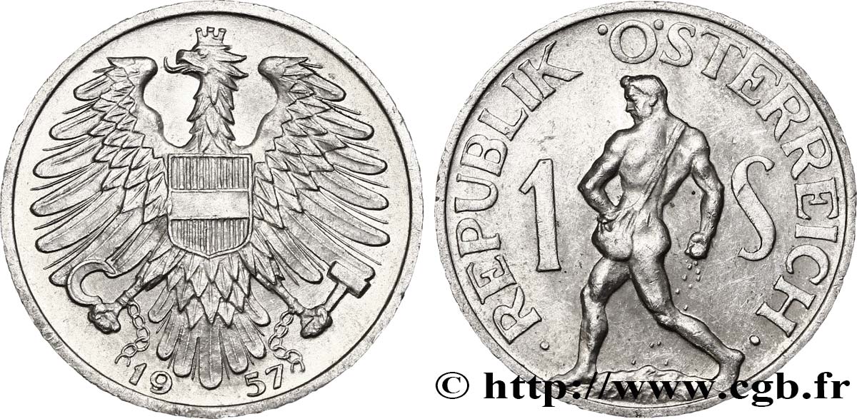 AUSTRIA 1 Schilling aigle / semeur 1957  MS 