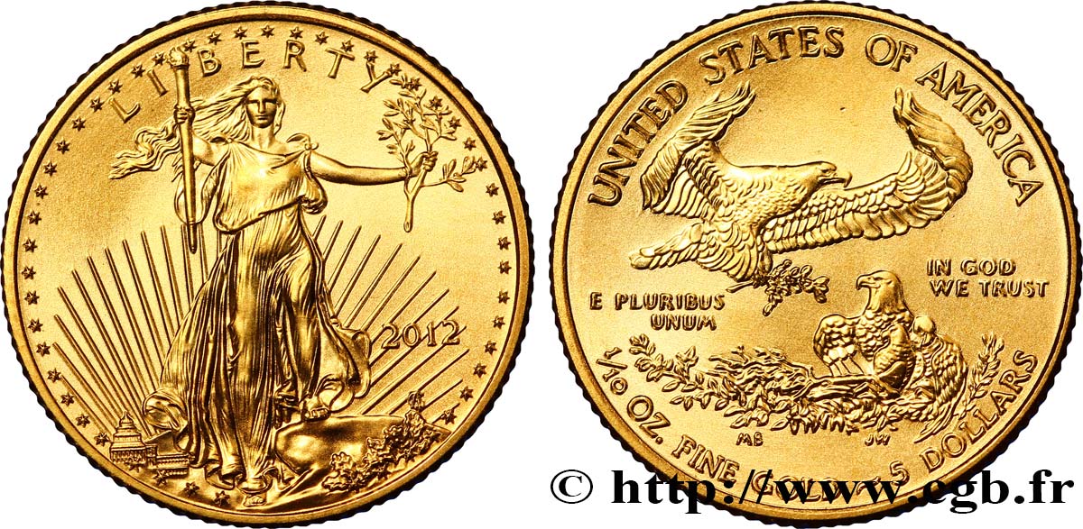 ESTADOS UNIDOS DE AMÉRICA 5 Dollars (1/10 once) 2012 Philadelphie FDC 