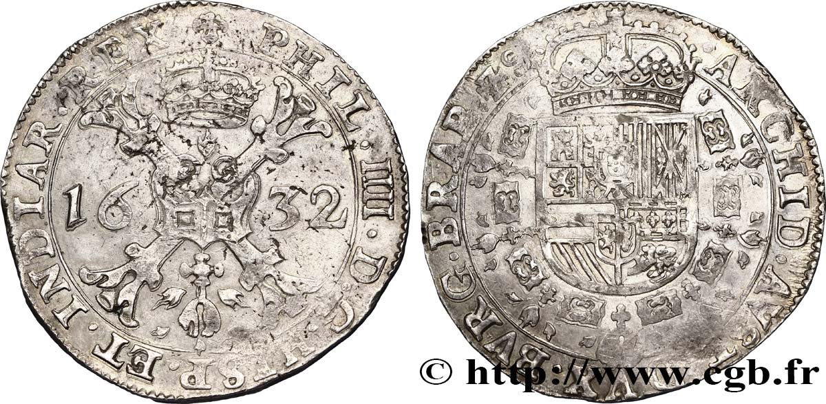 PAYS-BAS ESPAGNOLS - DUCHÉ DE BRABANT - PHILIPPE IV 1 Patagon 1632 Bruxelles q.SPL 