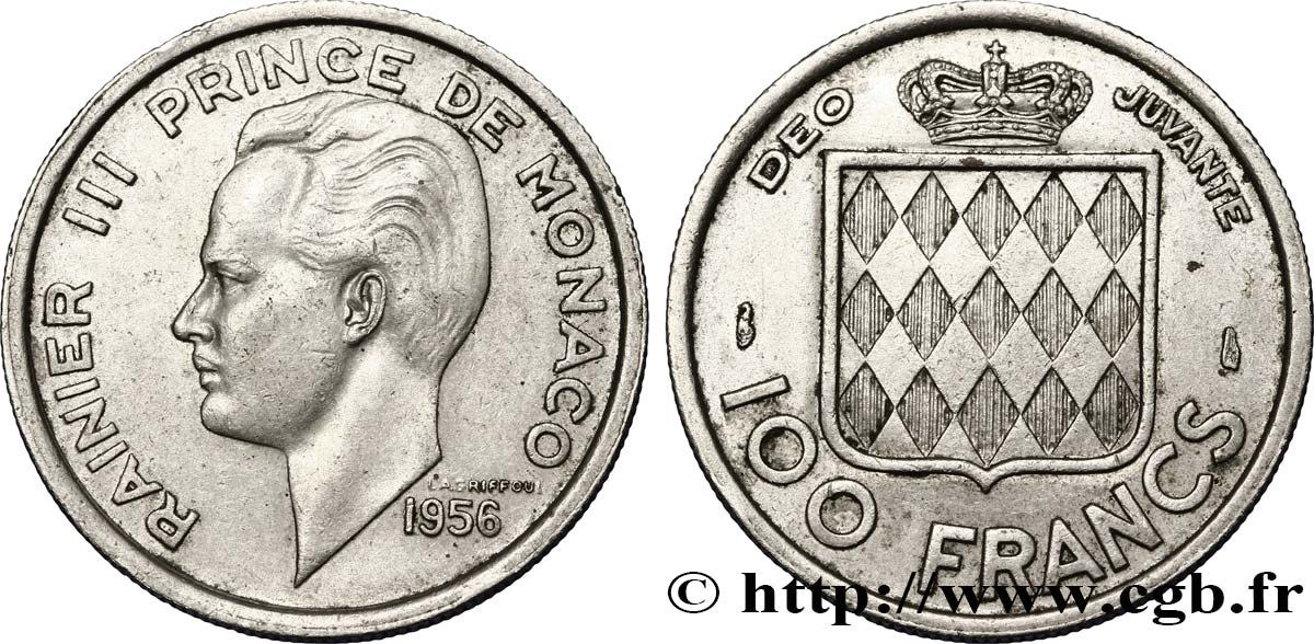 MONACO 100 Francs Rainier III / écu 1956 Paris MBC+ 