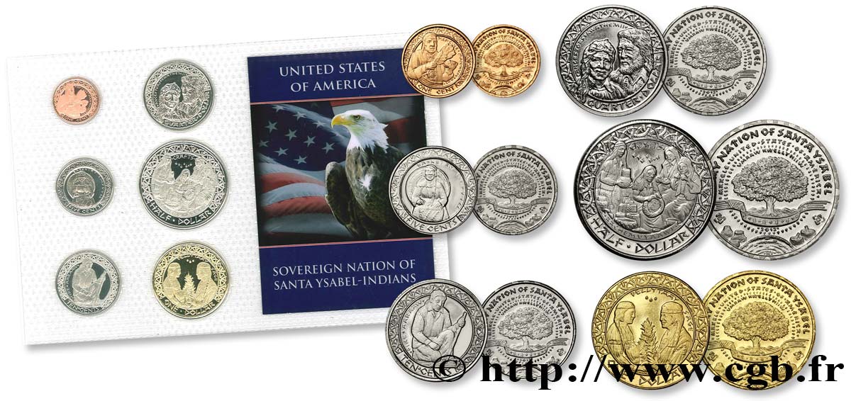 STATI UNITI D AMERICA - Tribù Indiane Série de 6 monnaies Iipay Nation of Santa Ysabel 2012  FDC 