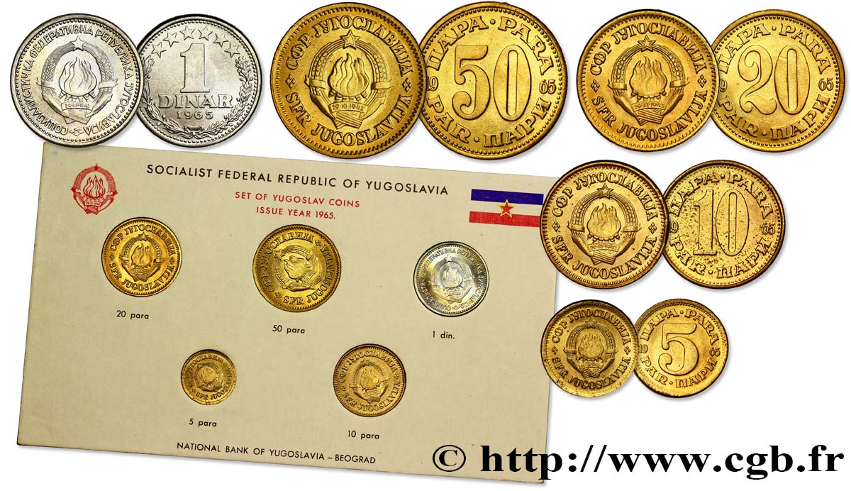 YUGOSLAVIA Série 6 monnaies 1965  MS 