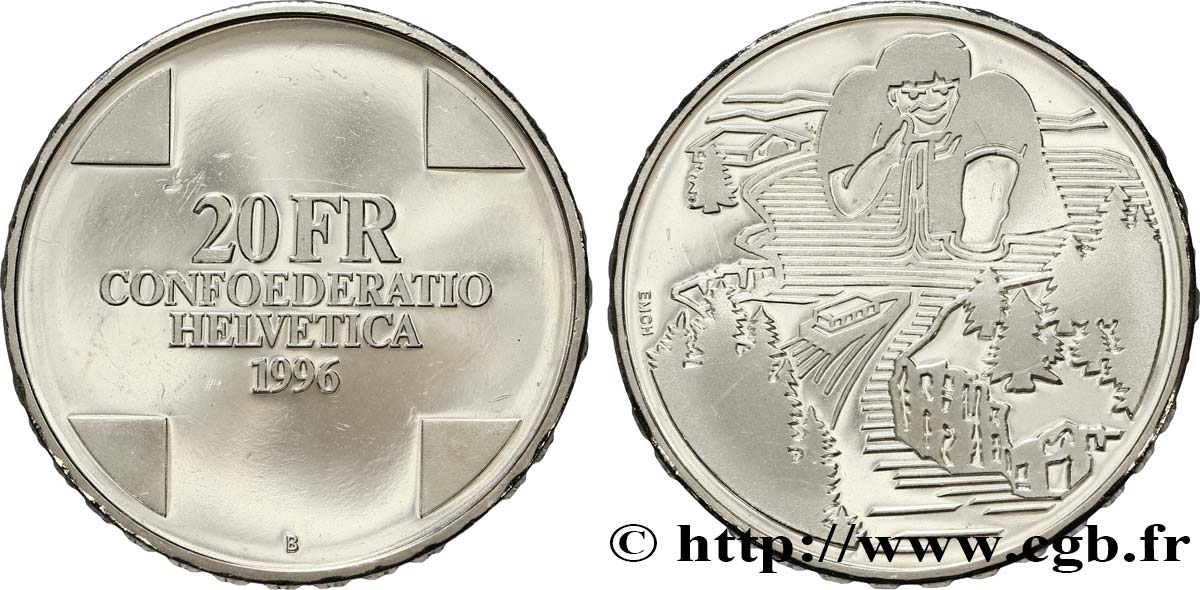 SCHWEIZ 20 Francs Gargantua - Proof 1996 Berne fST 