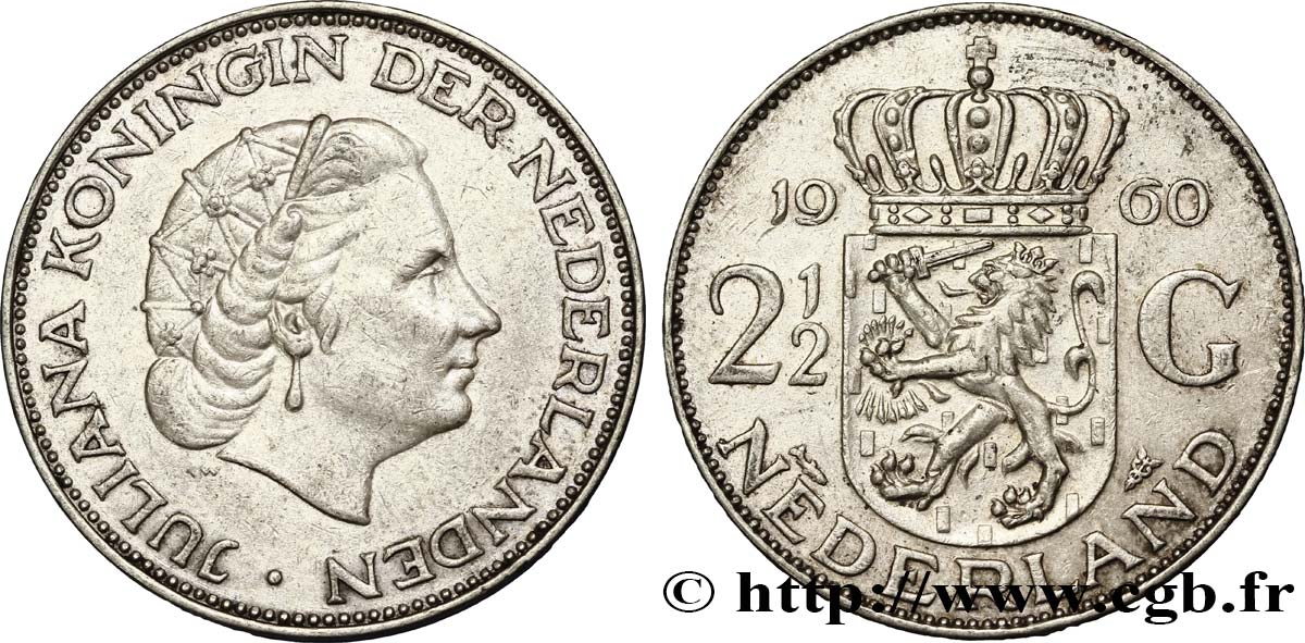 PAíSES BAJOS 2 1/2 Gulden Juliana 1960 Utrecht EBC 