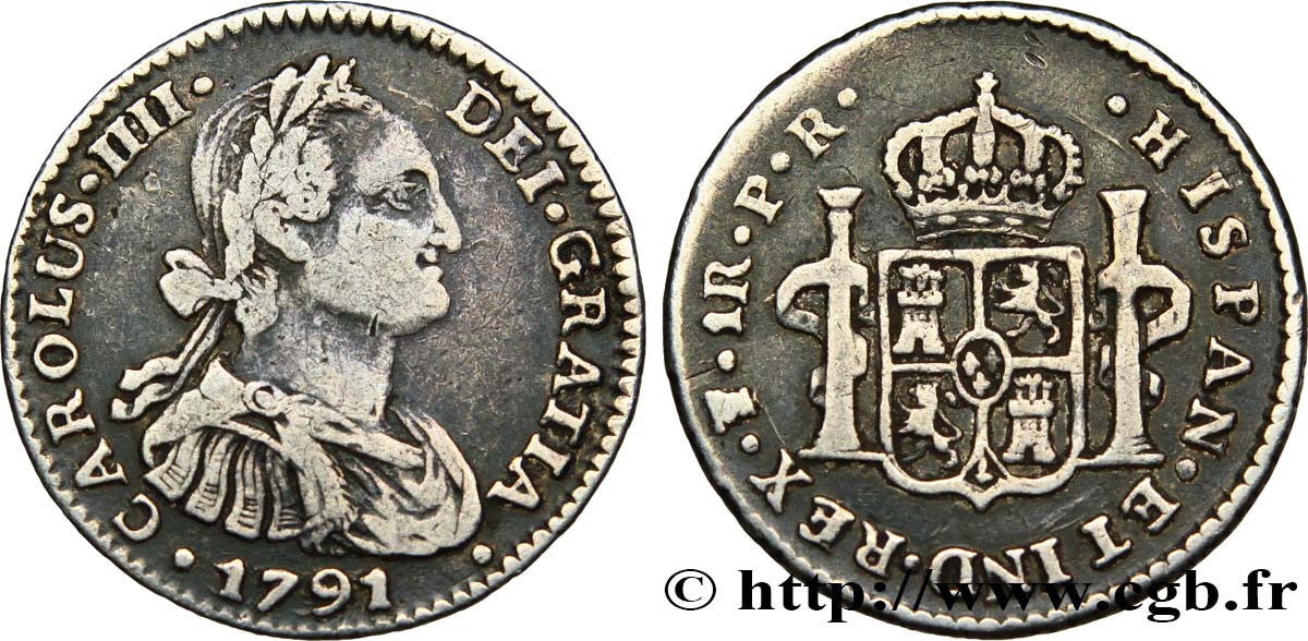 BOLIVIA 1 Real Charles IIII d’Espagne 1791 Potosi BC+ 