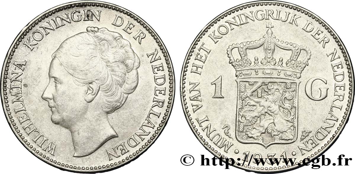 NIEDERLANDE 1 Gulden Wilhelmina 1931  VZ 