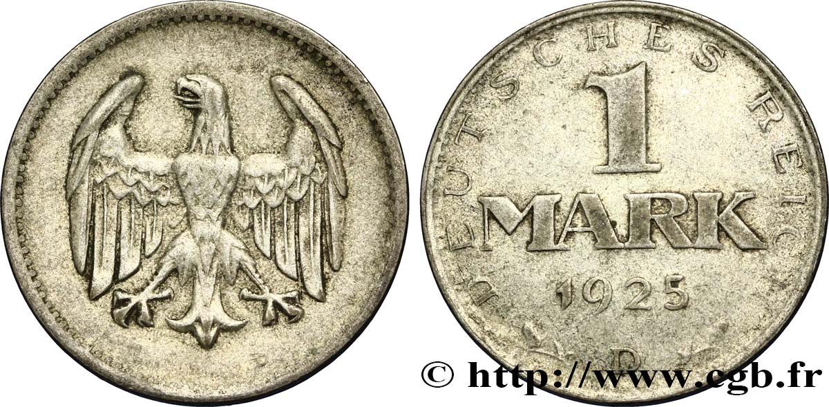 GERMANY 1 Mark aigle 1925 Munich - D VF 