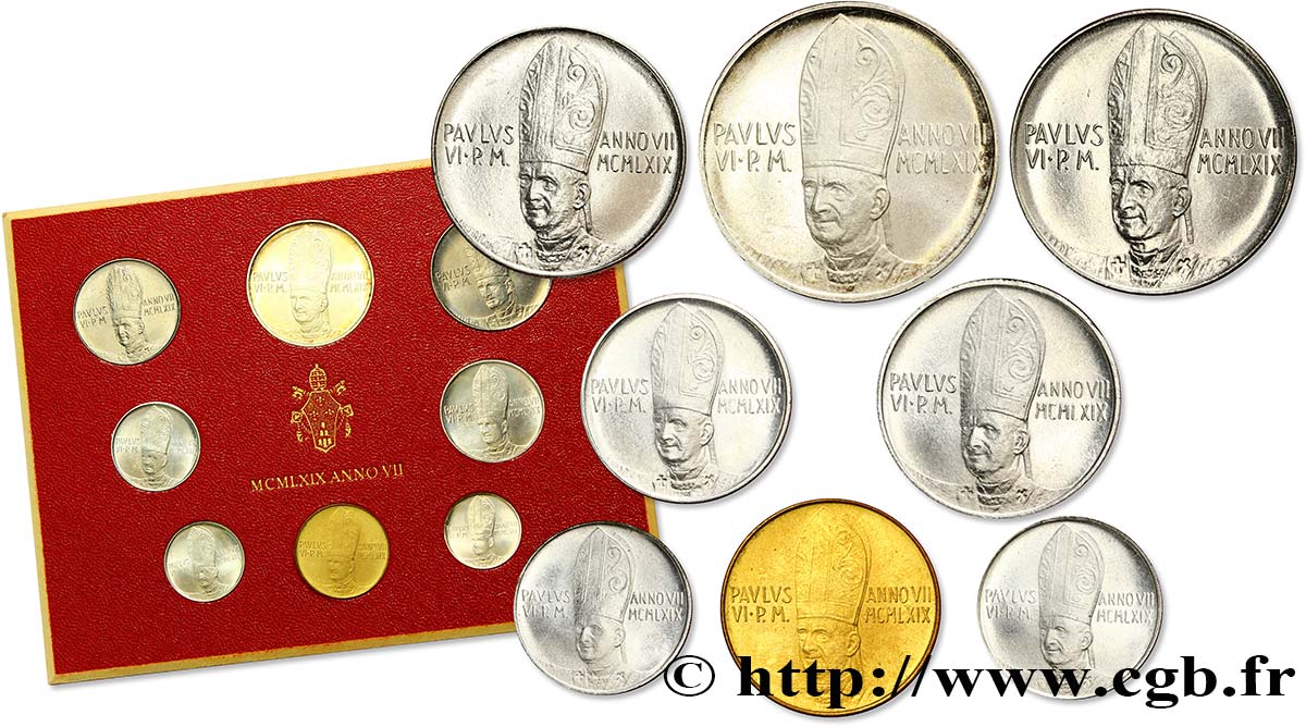 VATICANO Y ESTADOS PONTIFICIOS Série 8 monnaies Paul VI an VII / ange 1969 Rome FDC 