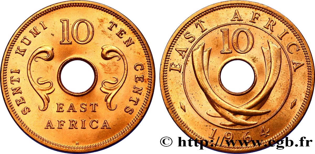 ÁFRICA ORIENTAL BRITÁNICA 10 Cents frappe post-indépendance 1964 Heaton - H FDC 