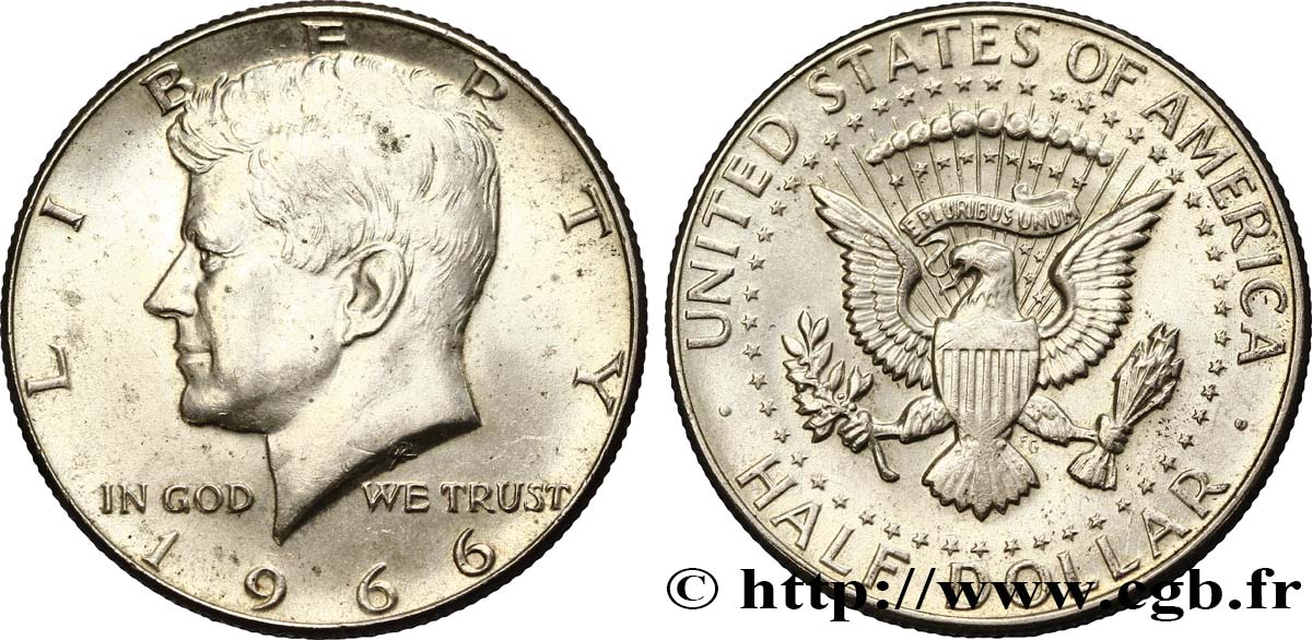 ESTADOS UNIDOS DE AMÉRICA 1/2 Dollar ‘proof’ Kennedy 1966 Philadelphie EBC 