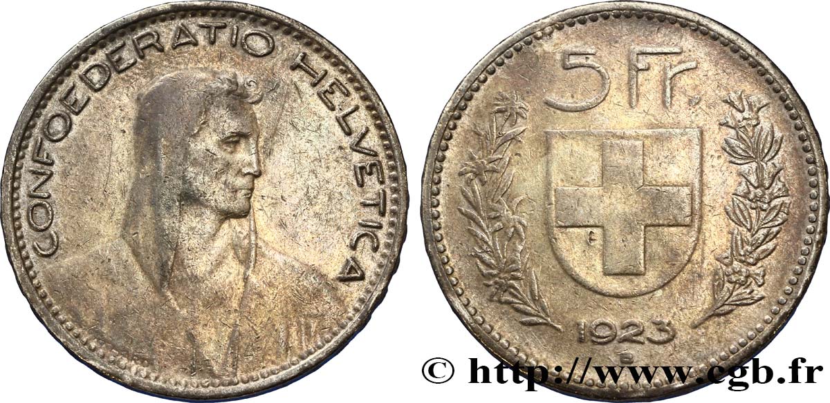 SUIZA 5 Francs berger 1923 Berne - B BC+ 