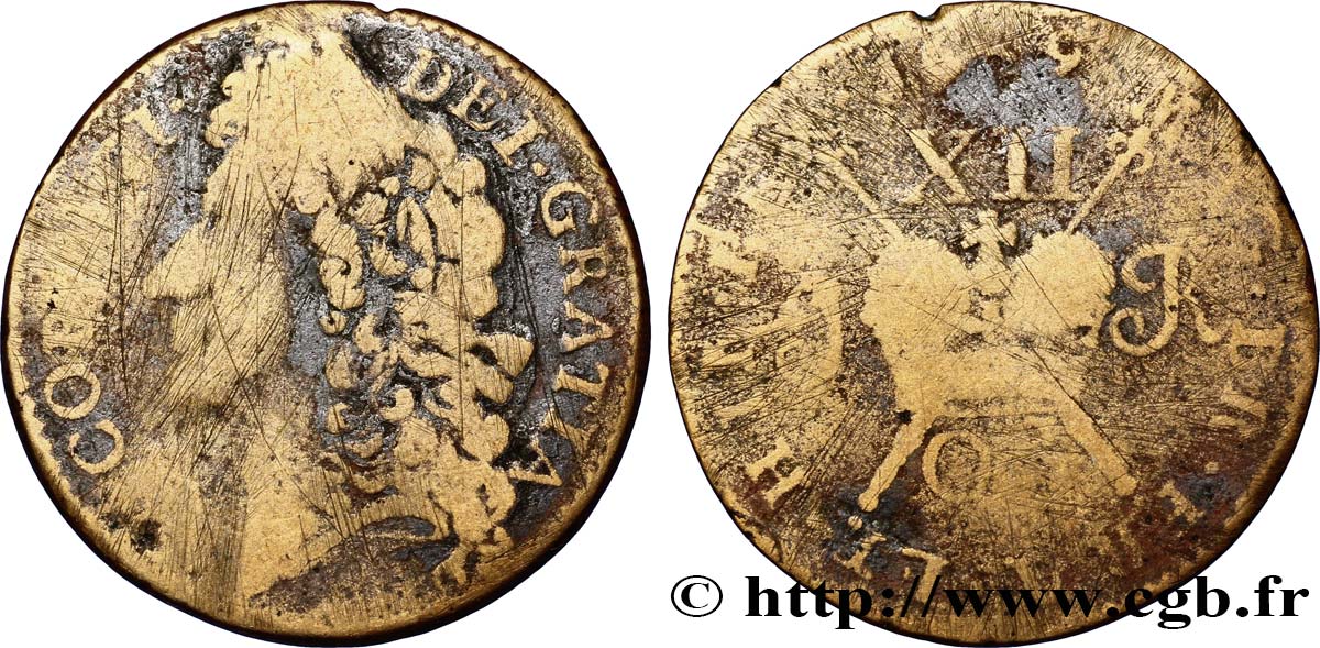 IRLAND 1/2 Crown Jacques II frappée pour le mois d’Octobre 1690  fS 