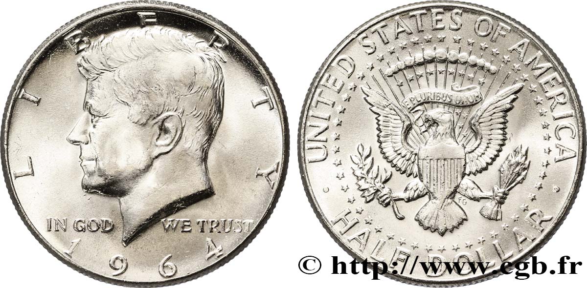 VEREINIGTE STAATEN VON AMERIKA 1/2 Dollar Kennedy 1964 Philadelphie ST 