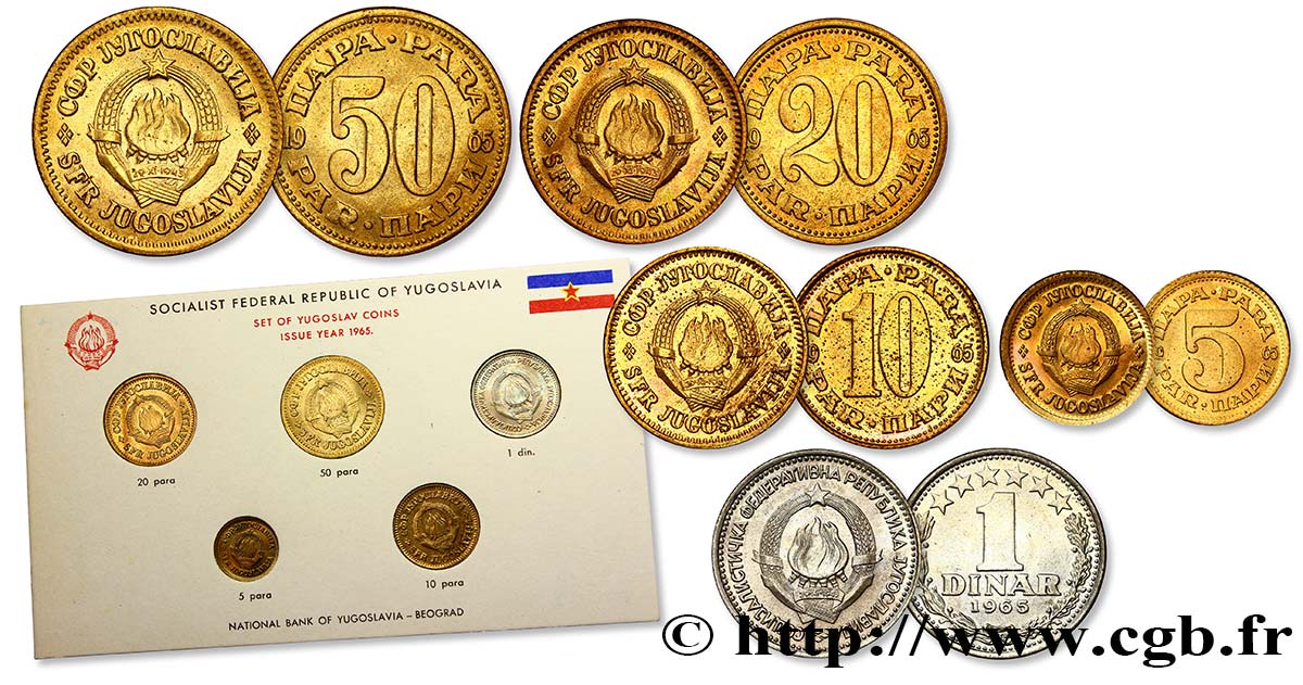 YUGOSLAVIA Série 6 monnaies 1965  MS 