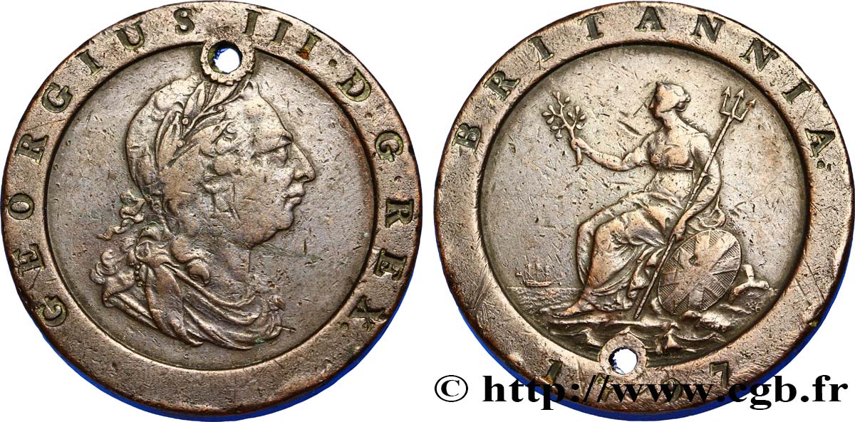 VEREINIGTEN KÖNIGREICH 2 Pence Georges III 1797  fSS 