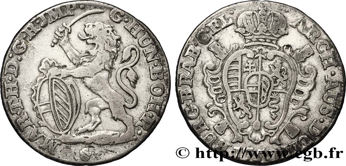 BÉLGICA - PAíSES BAJOS AUSTRíACOS 1 Escalin au lion 1750 Anvers BC+ 