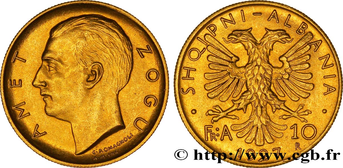 ALBANIA 10 Franga Ari 1927 Rome MS 